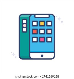 ilustración de estilo de icono vector de smartphone. Icono de símbolo rellenado con esquema de inicio y Nueva empresa. EPS 10