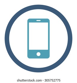 Smartphone vector icon. This rounded flat symbol is drawn with cyan and blue colors on a white background.