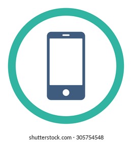 Smartphone vector icon. This rounded flat symbol is drawn with cobalt and cyan colors on a white background.