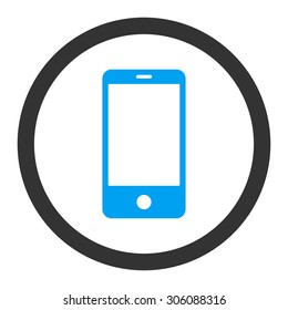 Smartphone vector icon. This rounded flat symbol is drawn with blue and gray colors on a white background.