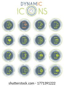 Smartphone vector icons on white background with dynamic lines for animation for web and user interface design