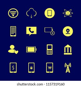 smartphone vector icons set. with download, full battery, user favorite and phone conversation in set