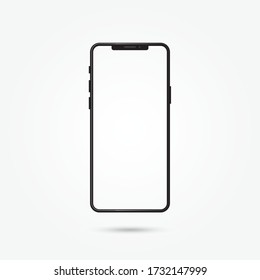 Smartphone vector illustration. mobile phone on white background, Transparent black and white mobile phone. 