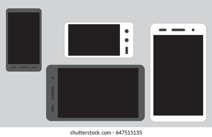 Smartphone vector illustration. Mobile phone with black screen. 