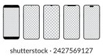 Smartphone vector illustration set, image with transparent screen