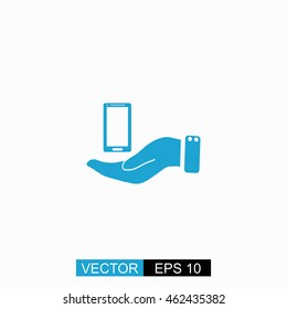 Smartphone vector. Isolated blue icon on white background.
