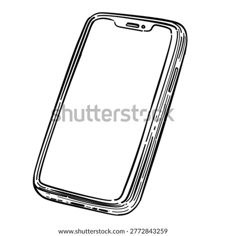 smartphone vector line art hand drawn illustration