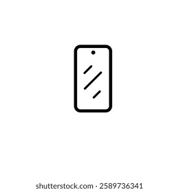 Smartphone with vector line art . Sign and symbol. Clip art, minimalist simple outline. Hand drawing technology illustration. Sticker print design