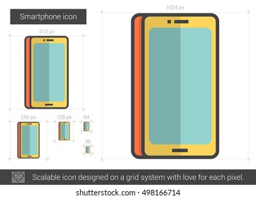 Smartphone vector line icon isolated on white background. Smartphone line icon for infographic, website or app. Scalable icon designed on a grid system.