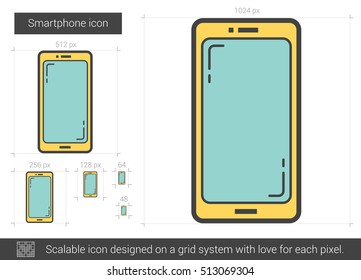Smartphone vector line icon isolated on white background. Smartphone line icon for infographic, website or app. Scalable icon designed on a grid system.