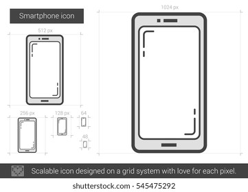 Smartphone vector line icon isolated on white background. Smartphone line icon for infographic, website or app. Scalable icon designed on a grid system.