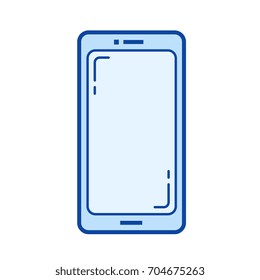 Smartphone vector line icon isolated on white background. Smartphone line icon for infographic, website or app. Blue icon designed on a grid system.