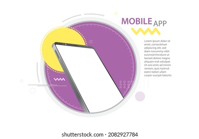 Smartphone Vector Mockup and Mobile App Presentation Template With Abstract Geometric Background. 