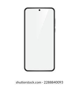 Parodia del vector del Smartphone. Plantilla de teléfono móvil con pantalla en blanco. Dispositivo de teléfono celular aislado en fondo blanco.