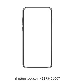 Parodia del vector del Smartphone. Plantilla de teléfono móvil con pantalla en blanco. Dispositivo de teléfono celular aislado en fondo blanco.