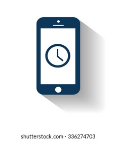 Smartphone vector modern icon illustration with clock, eps 10
