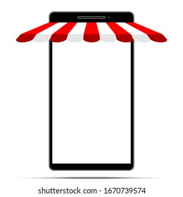 Smartphone vector is modern shop on mobile phone black designed with white screen.Shopping online app on phone.