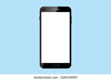 smartphone in vector on blue background, phone mockup