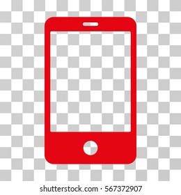 Smartphone vector pictogram. Illustration style is flat iconic red symbol on a transparent background.