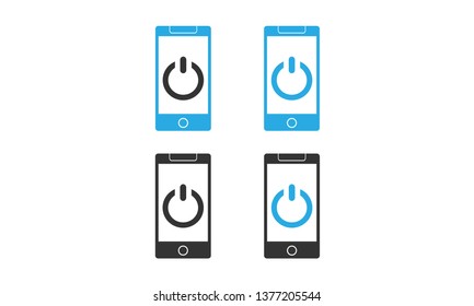 smartphone vector with power icon. different color smartphone vector icon concept