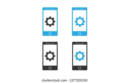 smartphone vector with setting icon. different color smartphone vector icon concept