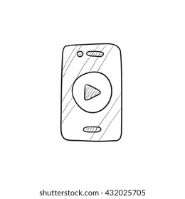 Smartphone vector sketch icon isolated on background. Hand drawn Smartphone icon. Smartphone sketch icon for infographic, website or app.
