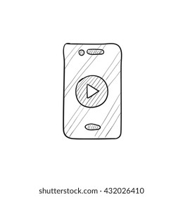 Smartphone vector sketch icon isolated on background. Hand drawn Smartphone icon. Smartphone sketch icon for infographic, website or app.