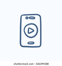 Smartphone vector sketch icon isolated on background. Hand drawn Smartphone icon. Smartphone sketch icon for infographic, website or app.