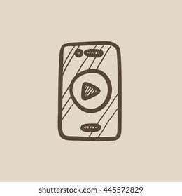 Icono de esbozo vectorial de Smartphone aislado en segundo plano. Hand dibujó el icono del Smartphone. Icono de esbozo de Smartphone para infografía, sitio web o aplicación.