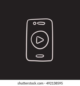Smartphone vector sketch icon isolated on background. Hand drawn Smartphone icon. Smartphone sketch icon for infographic, website or app.