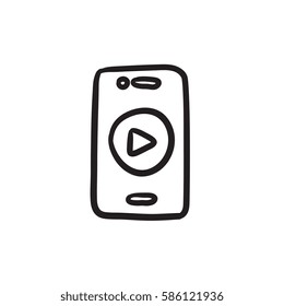 Smartphone vector sketch icon isolated on background. Hand drawn Smartphone icon. Smartphone sketch icon for infographic, website or app.