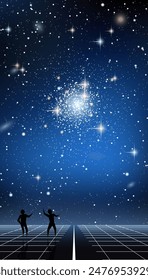 Smartphone vector wallpaper. Night sky vector background