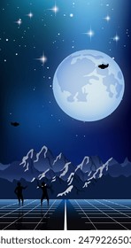 Smartphone vector wallpaper. Night sky vector background