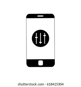 Smartphone with vertical sliders icon. Vector image of settings