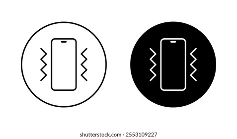 Icono de vibración del teléfono inteligente en círculo negro. Símbolo de la señal del teléfono de la vibración