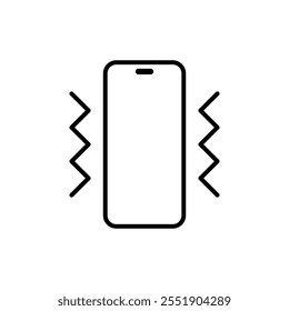 Smartphone vibrar, icono de vibración aislado sobre fondo blanco. Símbolo de señal de teléfono silencioso