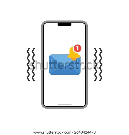 smartphone vibrates when there is a message notification. stock illustration