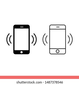 Smartphone vibration icon in modern flat design isolated on white background, mobile call vector illustration for web site or mobile app
