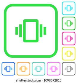 Smartphone vibration vivid colored flat icons in curved borders on white background