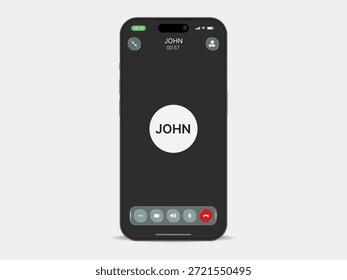 Video Video Maqueta de interfaz de llamada: pantalla de llamadas telefónicas con Botones de chat, conjunto de iconos de comunicación en línea y transmisión, Ilustración vectorial de interfaz de usuario móvil moderna