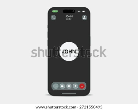 Smartphone Video Call Interface Mockup – Phone Calling Screen with Video Chat Buttons, Online Communication and Streaming Icons Set, Modern Mobile UI Vector Illustration