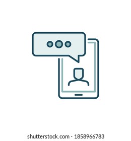 Icono o símbolo del concepto de vector de videollamadas de Smartphone