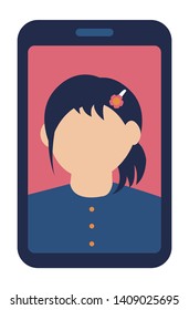 smartphone video call vector illustration (female)