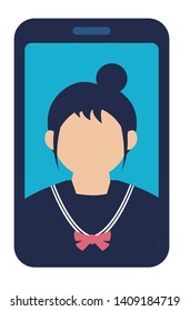 smartphone video call vector illustration (female / student)