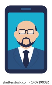 smartphone video call vector illustration (male/business person)