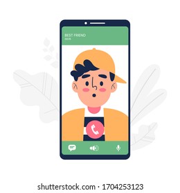 Smartphone with video call vector illustration