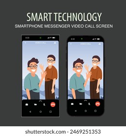 Smartphone Video Calling for Remote Work, Online Meetings, and Communication between friends, colleges and buddy. Online Meeting Vektorgrafik Concept.