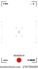 Smartphone video camera viewfinder. Vertical png camera frame. Cinematic production overlay blank electronic display camcorder. Video filming screen transparent vector template.