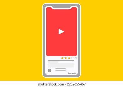 smartphone with video hosting page on screen on yellow background