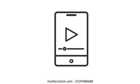 Icono de vídeo de Smartphone. Ilustración lineal editable por vector aislado